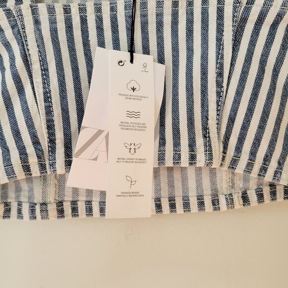 Zara Striped Denim Crop Top - Picture 5 of 6